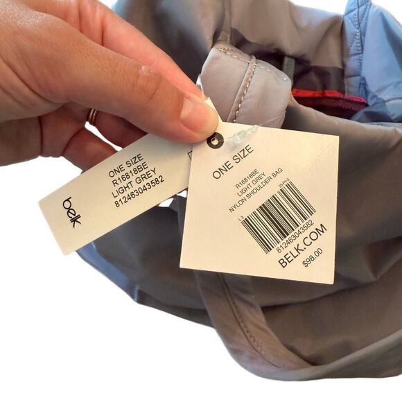 Zelos Nylon Shoulder Bag Light Gray NWT Oversized - Picture 7 of 8